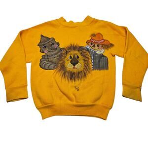 Vintage Wizard Of Oz Homemade Painted Sweater Youth Small (6-8) Distressed 90's